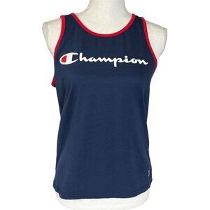 Champion Spell Out Tank Top Womens XL Blue Red Summer Casual Activewear